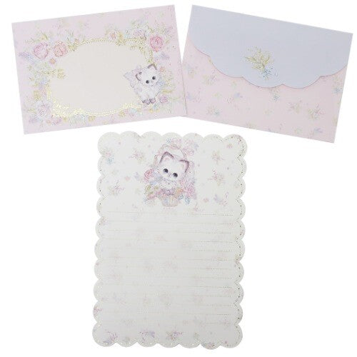 Retro Fairytale Kitty and Flower Letter Set - Fumika Amenomori