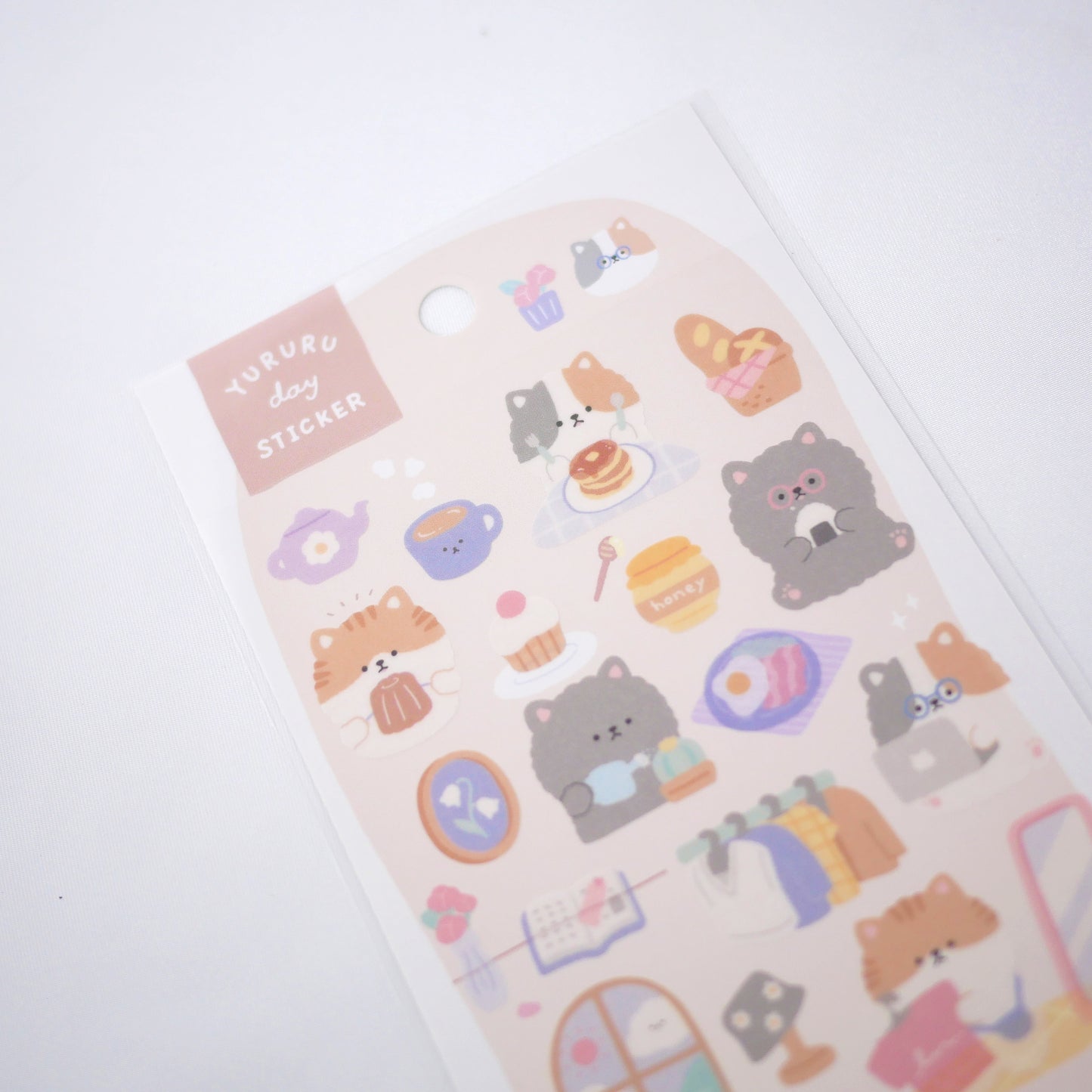 Yururu Day Fluffy Time Stickers - Cat