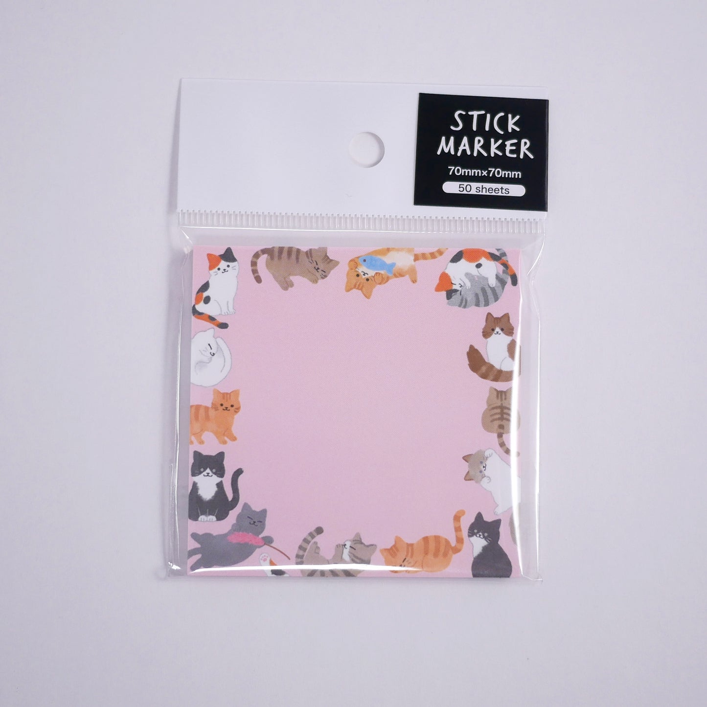 Stick Marker Lots of Cats Sticky Notes Pink