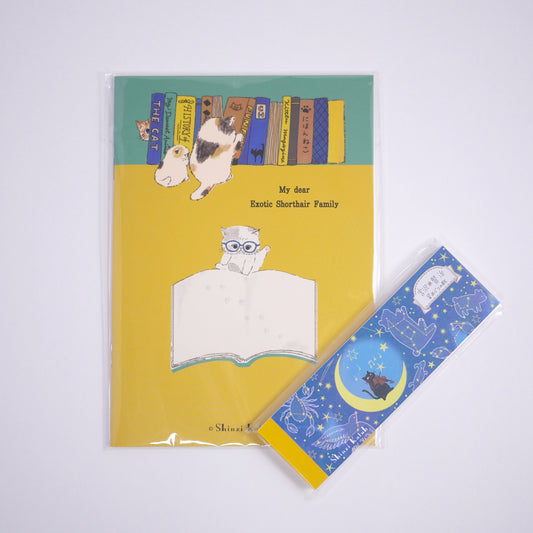 Shinzi Katoh Stationery Bundle – Galaxy Memo Pad & A5 Cat Notebook